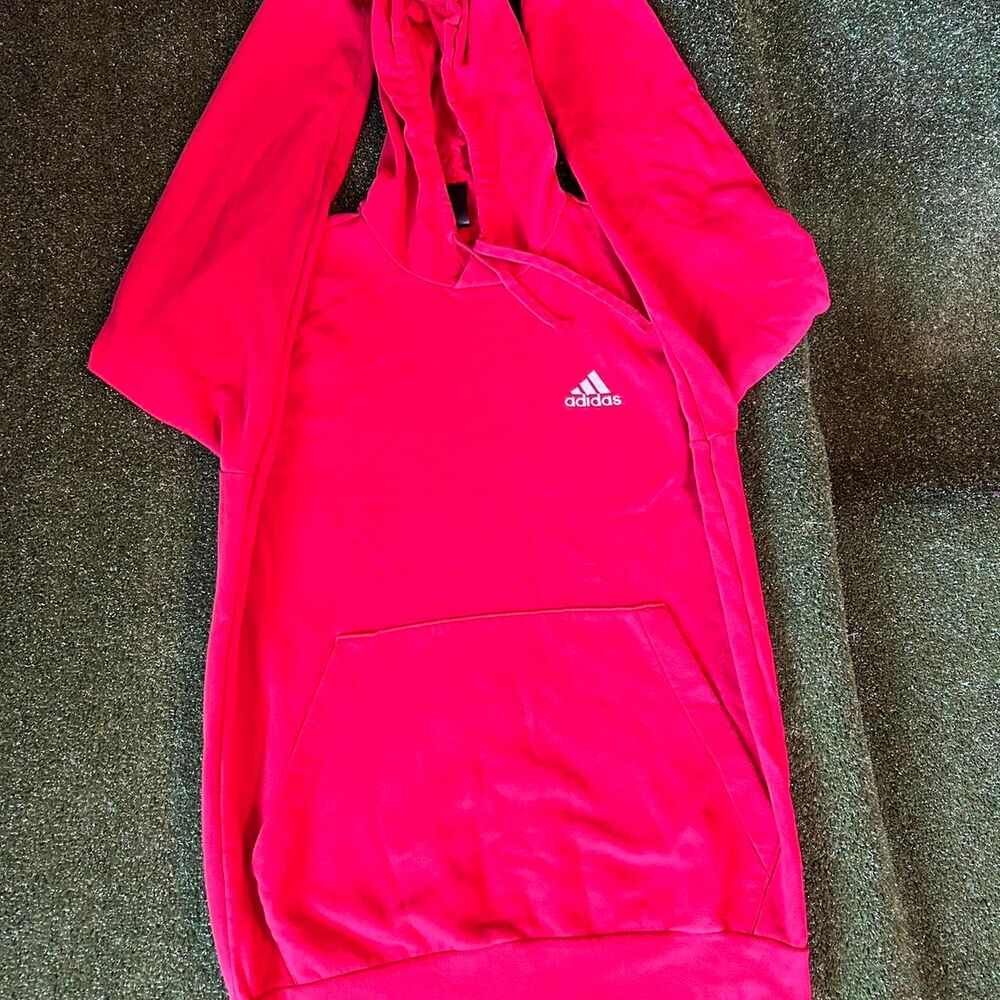 Adidas Men's Pink and Red Hoodie